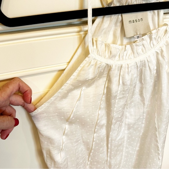 Mason Women’s Silk Ruffle Textured Spaghetti Strap Tank Blouse Top Racerback 2 - Picture 5 of 9